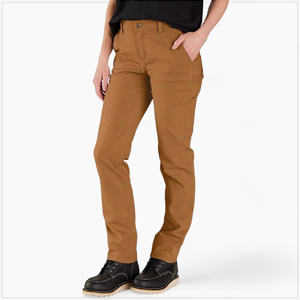 Carhartt Brown Rugged Flex Relaxed Fit Canvas Work Pants NEW NWOT 8 Short